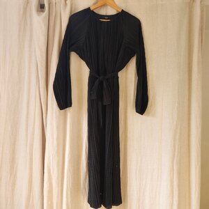 Vera Wang Black Plisse Midi Dress Sz S